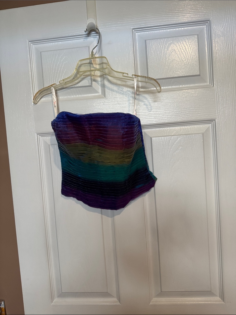 Multicolor Strapless Pleated Crop Top and skirt